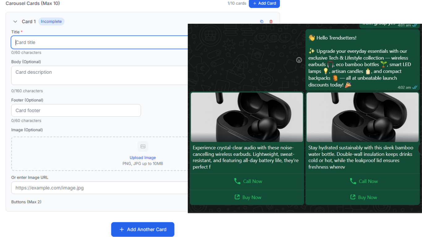 Carousel Message Templates